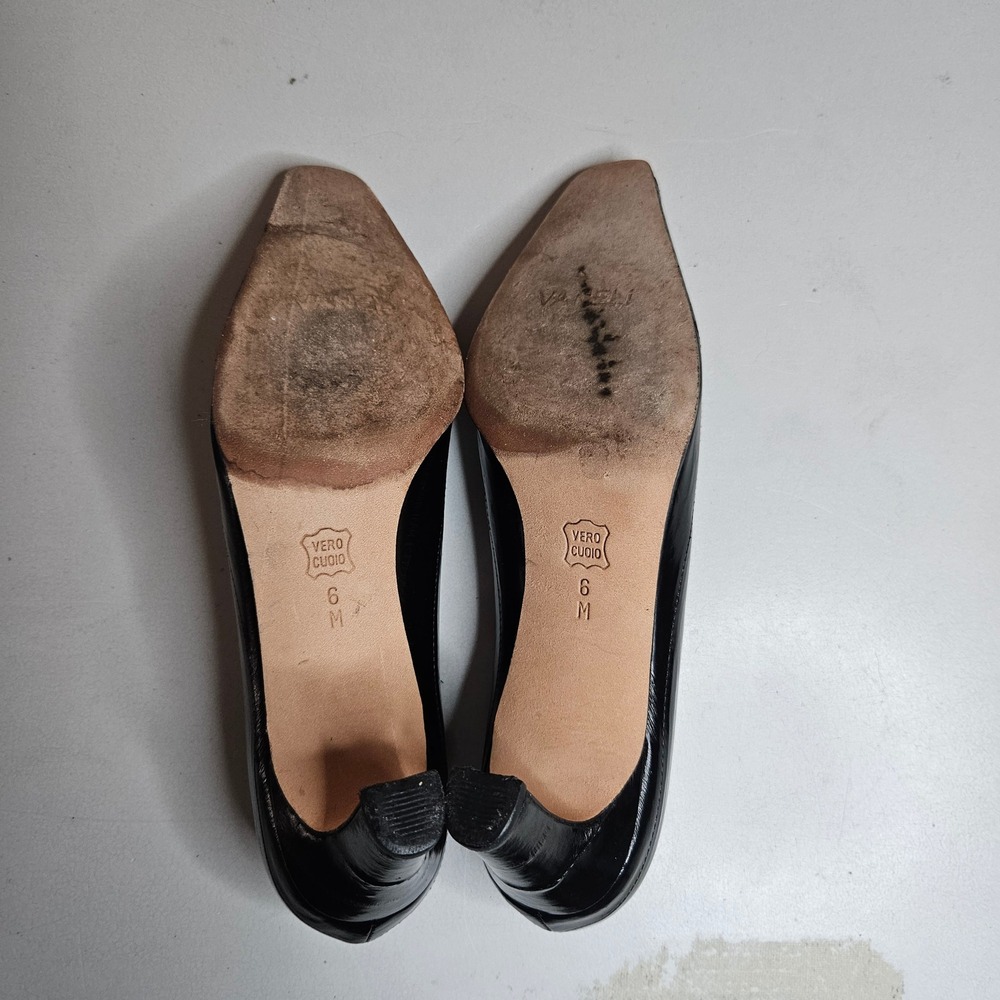 Vaneli Black Leather Pointed Toe Kitten Heel Pumps Womens Size 6M Vero Cuoio - Picture 7 of 16